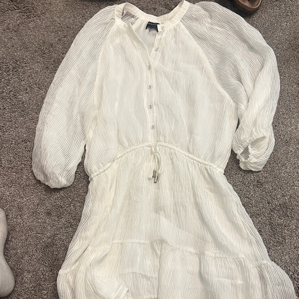 Minkpink White Button-Up Dress